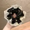 Goma para el pelo de encaje negro y blanco con perlas, doble capa, estilo Hepburn, de alta gama, elegante, adecuada para ir al trabajo, accesorio de pelo estiloso