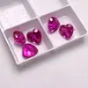 Corte Multi-Versão 3 # Anel de Pedra Solta Rubi Vermelho-Rosa em Forma de Coração Face Pedra Artificial Coríndon Vermelho Acessório de Joia Contas Soltas DIY