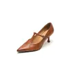 Zapatos Mary Jane Estilo Francés para Mujer, Punta Fina, Correa en T, Tacón de Aguja Alto, Zapatos de Vestir para el Trabajo, Talla 40, con Sentido del Diseño