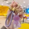 Llavero de Conejo de Gelatina con Diamantes de Resina de Dibujos Animados Exquisito Lindo Llavero de Coche Colgante para Bolso de Mujer Regalo Venta al por Mayor