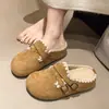 Sapatos femininos estilo Birkenstock super populares bordados, nova coleção outono/inverno 2026, design de chinelo fechado sem cadarço, chinelos de algodão versáteis para uso externo