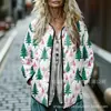 Sudadera de Algodón con Cuello Alto y Pliegues para Mujer 2025, Estampado Floral Retro, Rayas Otoño e Invierno, Botones, Sudadera para Mujer