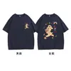 Algodão Penteado PuroCamiseta de Manga Curta Casal Coelho Travesso Verão Design 2026 Estilo Nicho Solto Camiseta Feminina
