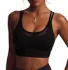 Top Esportivo Patchwork de Renda para Mulheres, Regata Cruzada nas Costas com Decote U para Yoga Fitness, Respirável, Elástico, Sem Aro