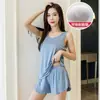 Colete de Verão com Bojo Explosivo Plus Size Feminino Confortável Simples Roupas de Casa Pijama Conjunto de Duas Peças Short Solto