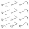 Set Combinado Más Vendido Transfronterizo de Amazon Anillo de Nariz de Acero Inoxidable Stud de Nariz con Barra Curva Circonita de Diamante Joyería para Piercing Accesorios