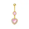 Gabe Moda Transfronteriza Europea y Americana Piercing Corazón de Zirconia Anillo para Ombligo Rosa Chica Piercing Diseño de Stud para Ombligo