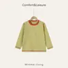 Camisetas Infantis de Manga Longa, Novidades para Primavera e Outono, Meninos e Meninas, Camisetas Básicas de Cor Contrastante, Camisetas Infantis Super Legais de Tamanho Médio e Grande, Roupas de Secagem Rápida