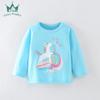 Camiseta de manga larga para niñas, ropa para niños europeos y americanos, otoño, nueva camiseta de algodón con estampado de dibujos animados para niños, top holgado informal