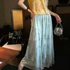 Hometown Novos Calças Pantalona de Renda Estilo Chinês para Mulheres, Calças Saia Casuais Finas de Verão, Tendência Este Ano