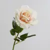 Flor de Rosa Artificial Individual Estilo Europeo Decoración para Sala de Estar Hogar Decoración de Boda Rosa con Borde Enrollado con Textura Realista