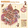 Versión supergrande de divertidas pegatinas de paisajismo 3D de cabañas tridimensionales apilables, escenas en miniatura coreanas, lindas pegatinas de almacenamiento.