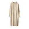 Suéter Macio de Cashmere para Bebê com Capuz de Cashmere Saia Longa Pulôver Cor Lisa Solto Comprimento Médio Moletom Tricotado