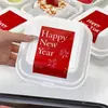 Pegatinas de Año Nuevo, Cajas para Empaque de Pasteles de Postre, Cajas para Pasteles Mousse de Repostería, Cajas Pequeñas para Pasteles, Cajas de Pulpa de Papel, Venta al por Mayor Comercial