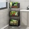 Estante de Almacenamiento para Cocina de Pie Multifuncional Gran Capacidad Estante de Almacenamiento para Frutas y Verduras Multicapa Móvil Carrito Pequeño Cesta para Verduras