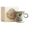 Horno Ru Difengbao Cuadrado Taza de Cerámica para Té y Café Taza de Cerámica para Uso en Casa Gran Capacidad Asa Taza de Té Caja de Regalo Set
