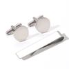 AliExpress Amazon Transfronteiriço Novo Redondo Aço Inoxidável Polido Espelhado Botões de Punho Clipe de Colarinho de Camisa Masculina terno