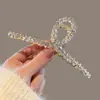 Grampo de Cabelo Metálico de Alta Qualidade com Diamantes Brilhantes para Mulheres, Grampo de Cabelo Grande para a Parte de Trás da Cabeça, Grampo de Tubarão para Grande Volume de Cabelo, Acessório de Cabeça Simples