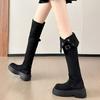 Botas de Salto Oculto para Aumentar a Altura Duas Formas de Usar Femininas Inverno 2024 Novas Botas Longas de Camurça Acima do Joelho