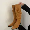 Nuevas Botas Holgadas Retro Francesas Otoño e Invierno 2025, Botas Vaqueras Occidentales, Botas Largas para Mujer, Tacones Altos Gruesos Estilo Coreano