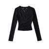 Atacado de Roupas Femininas Transfronteiriças Francês Puro Luxo Sexy Elegante Gola V Renda Escovada Top Externo Camiseta