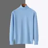 Suéter de punto para hombre de cuello alto, otoño e invierno, talla grande, tejido casual, suéter de punto liso, engrosado