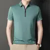 Camisa Polo de Manga Corta para Hombre Verano 2023 Nueva Camiseta Media Cremallera Juvenil Casual Cuello Camisero Manga Corta Camiseta para Hombre