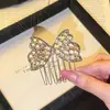 Grampo de Cabelo com Laço Brilhante de Strass Estilo Light Luxury para Mulheres Pente para Franja Penteado Exquisito de Princesa Pente para Cabelo do Topo da Cabeça Pente para Cabelos Rebeldes Acessórios de Cabelo
