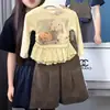 Conjunto de otoño para niñas 2026 nuevo estilo, conjunto de dos piezas para niñas mayores y pequeñas, camiseta infantil de moda