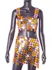 AYJ2026 Ropa europea y americana para mujer, nuevo traje sexy de color acrílico bloqueado sin espalda en Wish y Amazon D2085