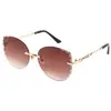 Gafas de Sol de Moda Tendencia Ligeras para Protección Ocular, Gafas de Sol Metálicas de Gama Alta y Exquisitas para Conducir Mujeres, Venta al por Mayor Transfronteriza