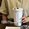TYESO Taishuo nueva taza de café de acero inoxidable, vaso con pajilla para coche con aislamiento de hielo, botella de agua de gran capacidad al vacío