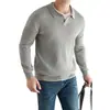 Popular Europeu Tamanho Grande Camisa Polo Gola Lapela Decote V Malha Masculina Estilo Old Money Primavera e Outono Atacado de Fábrica