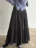Árbol Paulownia de Montaña del Norte Falda Plisada de Terciopelo Retro Estilo Coreano Otoño Falda de Pastel Plisada Falda Larga con Caída y Dobladillo Grande H823