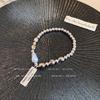 Pulseira de costura de feijão de pérola assimétrica Nova marca quadrada pingente feminina Pulseira de sentido de alta qualidade Pulseira de corda empilhável para todos os jogos