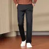 Pantalones casuales para hombre de fibra de bambú, color liso, resistentes a las arrugas, colección otoño 2026 nueva, pierna recta, corte ajustado, elásticos, versátiles, largos, venta al por mayor