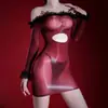 Vestido strapless Xiyue "Misterio Floral" sexy para mujer madura, ultradelgado, brillante, con encaje sexy, transparente, sedoso, bodycon para discoteca