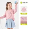 [100% Algodão] Camiseta Infantil Dudu para Meninas, Blusa de Manga Longa 100% Algodão para Meninos, Camiseta Básica Infantil Estilo Outono, Roupa de Bebê