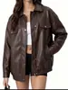 Chaqueta de cuero PU para mujer de talla europea transfronteriza, chaqueta corta ajustada, chaqueta fina de primavera y otoño estilo biker, abrigo con cuello alto, ropa de mujer a la moda