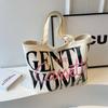 Bolsa de Lona Pintada com Letras Grandes Thai Gentle Woman 2024 Nova Primavera Combinação Total Bolsa de Ombro com Texto