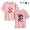 Camiseta de manga corta con cuello en V informal para parejas con estampado de anime de Amazon, estilo espada de verano, Berserk legendario, combinable