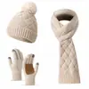 Gorro de Lana Tejido con Patrón de Diamantes de Sarja Nuevo Europeo y Americano con Forro de Felpa Engrosado Protección contra el Frío Simple Versátil para Esquiar Gorro de Mujer