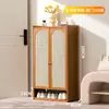 Armário de Sapatos para Entrada de Casa para Uso Interno, Armário de Sapatos Plástico Rattan Multi-Funcional Multi-Camada Respirável para Corredor, Armário de Armazenamento à Prova de Poeira