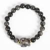 Pulsera de cuentas de planeta de piedra plateada natural obsidiana pulsera de gato kttiy linda pulsera suave para dedos de pareja