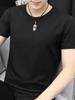 Camiseta Masculina Americana de Manga Curta Verão Estilo Coreano Gola Redonda Cor Lisa Simples Versátil Camiseta Básica Camiseta Masculina Estilo Quente