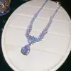 Colar geométrico oval cravejado de diamantes coloridos, corrente de clavícula estilo palácio retrô da moda, joia elegante de luxo leve e de alta qualidade