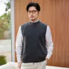 Chaleco de Cachemira para Hombre 100% Cachemira Pura de Cabra Otoño Invierno Nuevo Estilo Moda Cremallera Cuello Alto Tejido Casual Cálido Chal