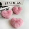 Chaveiro de Bolinha de Pelúcia Coração de Pêssego Coração Criativo Combinação de Cores Ponto Imitação de Pelo de Coelho Acessórios para Bolsa Cor Macaron Bola de Pelo