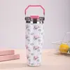 Bolsa Cruzada de Gran Capacidad 30oz Taza para Coche Impresa en 3D Termo de Acero Inoxidable de Doble Capa Taza para Beber con Doble Popote