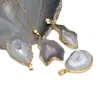 Colgante de Geoda de Ágata Natural Piedra Cruda Irregular Colgante Electrochapado Collar de Ágata de Piedra Natural Venta Caliente Transfronteriza al por Mayor
